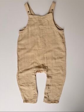 Angel Dear Tan Muslin Romper Overalls